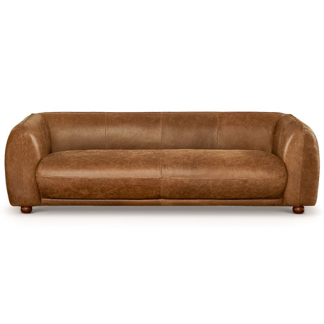 Mila Mid-Century Modern Brown Genuine Leather Sofa by Ashcroft Imports at Eve Furniture