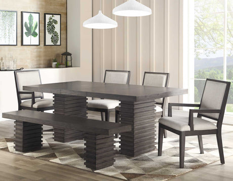 Mila Washed Gray Dining Room Set by Steve Silver at Eve Furniture