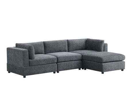 Milan Charcoal 4-Piece Performance Fabric Modular Sectional by Happy Homes at Eve Furniture