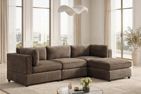 Milan Chocolate 4-Piece Performance Fabric Modular RAF Sectional by Happy Homes at Eve Furniture
