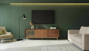Milana Walnut Gold TV Console by New Era Innovations at Eve Furniture