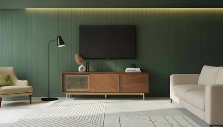 Milana Walnut Gold TV Console by New Era Innovations at Eve Furniture