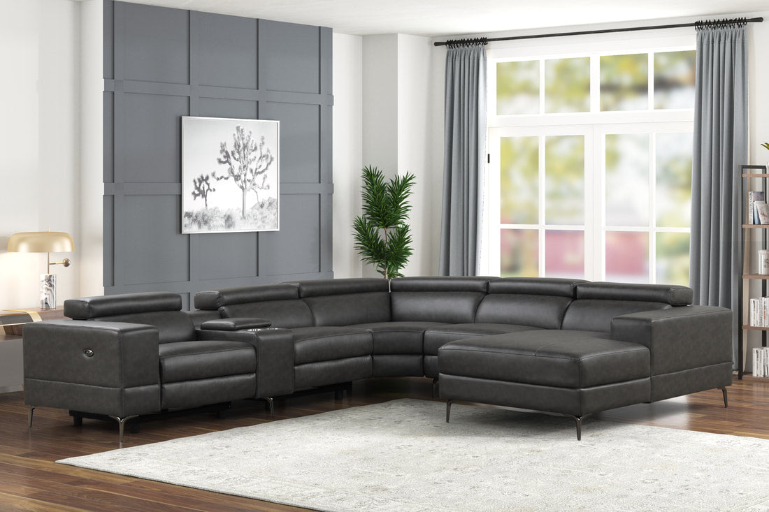 Milano Grey 6-Piece Power Reclining Sectional by Happy Homes at Eve Furniture