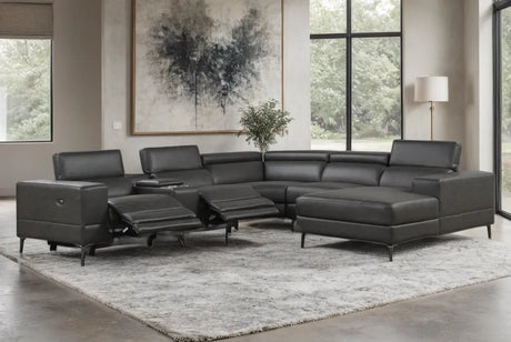 Milano Grey 6-Piece Power Reclining Sectional by Happy Homes at Eve Furniture