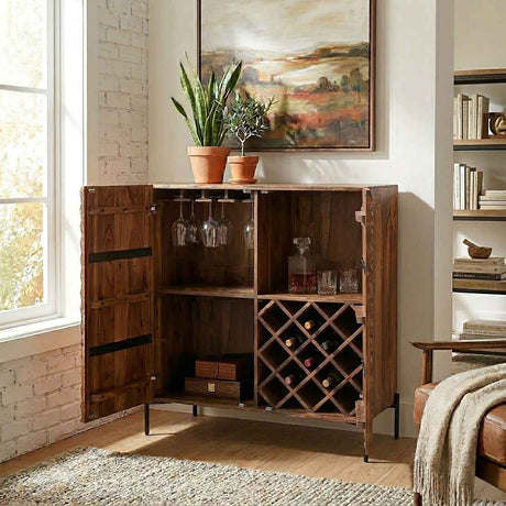 Miles 39" Bar Cabinet in Carved Brownstone by Home Trends & Design at Eve Furniture