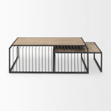 Miles Black Metal w/ Light Wood Nesting Coffee Table by Mercana at Eve Furniture