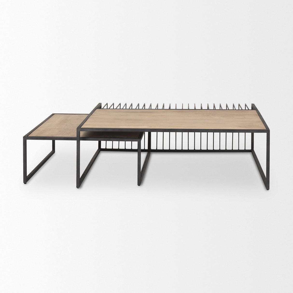 Miles Black Metal w/ Light Wood Nesting Coffee Table by Mercana at Eve Furniture