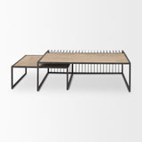 Miles Black Metal w/ Light Wood Nesting Coffee Table by Mercana at Eve Furniture