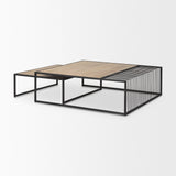 Miles Black Metal w/ Light Wood Nesting Coffee Table by Mercana at Eve Furniture