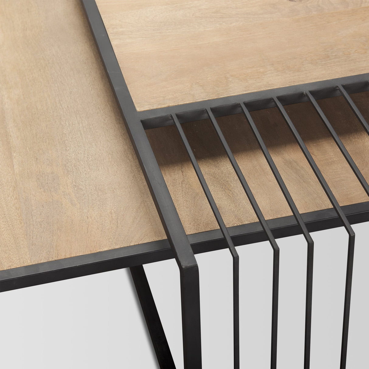 Miles Black Metal w/ Light Wood Nesting Coffee Table by Mercana at Eve Furniture