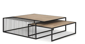 Miles Black Metal w/ Light Wood Nesting Coffee Table by Mercana at Eve Furniture