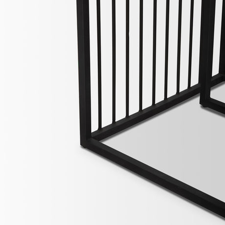 Miles Black Metal w/ Light Wood Nesting End/Side Table by Mercana at Eve Furniture