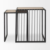 Miles Black Metal w/ Light Wood Nesting End/Side Table by Mercana at Eve Furniture