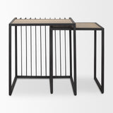 Miles Black Metal w/ Light Wood Nesting End/Side Table by Mercana at Eve Furniture
