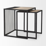 Miles Black Metal w/ Light Wood Nesting End/Side Table by Mercana at Eve Furniture