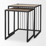 Miles Black Metal w/ Light Wood Nesting End/Side Table by Mercana at Eve Furniture