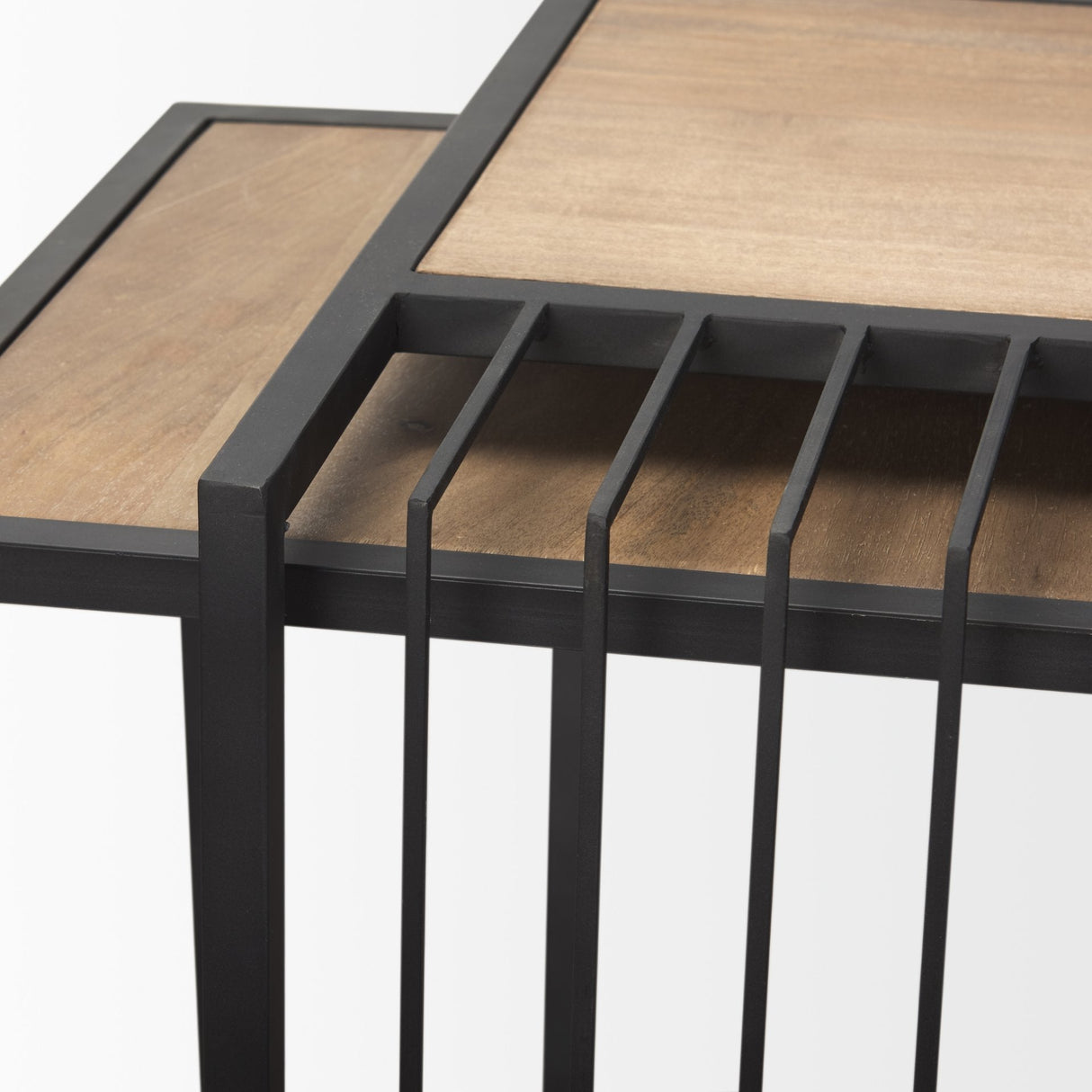 Miles Black Metal w/ Light Wood Nesting End/Side Table by Mercana at Eve Furniture