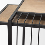 Miles Black Metal w/ Light Wood Nesting End/Side Table by Mercana at Eve Furniture