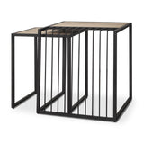 Miles Black Metal w/ Light Wood Nesting End/Side Table by Mercana at Eve Furniture