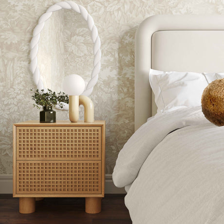 Miles Natural Wood 2-Drawer Nightstand by TOV Furniture at Eve Furniture