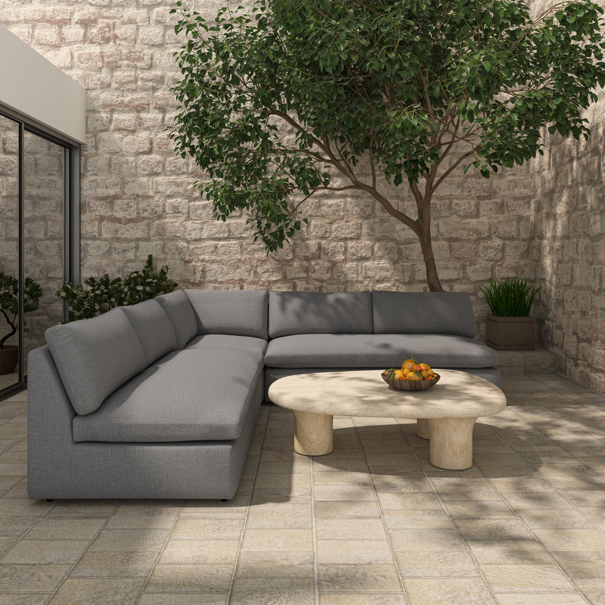 Miles Speckled Light Grey Outdoor Corner by MOES at Eve Furniture