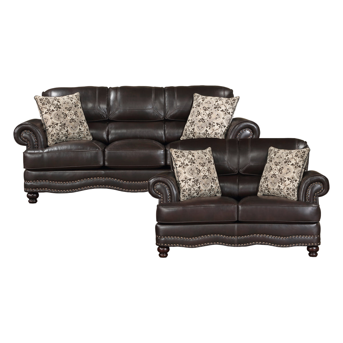 Milford Brown 2-Piece Living Room Set by Homelegance at Eve Furniture