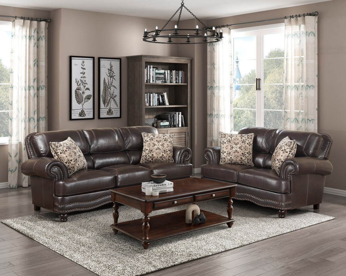 Milford Brown 2-Piece Living Room Set by Homelegance at Eve Furniture