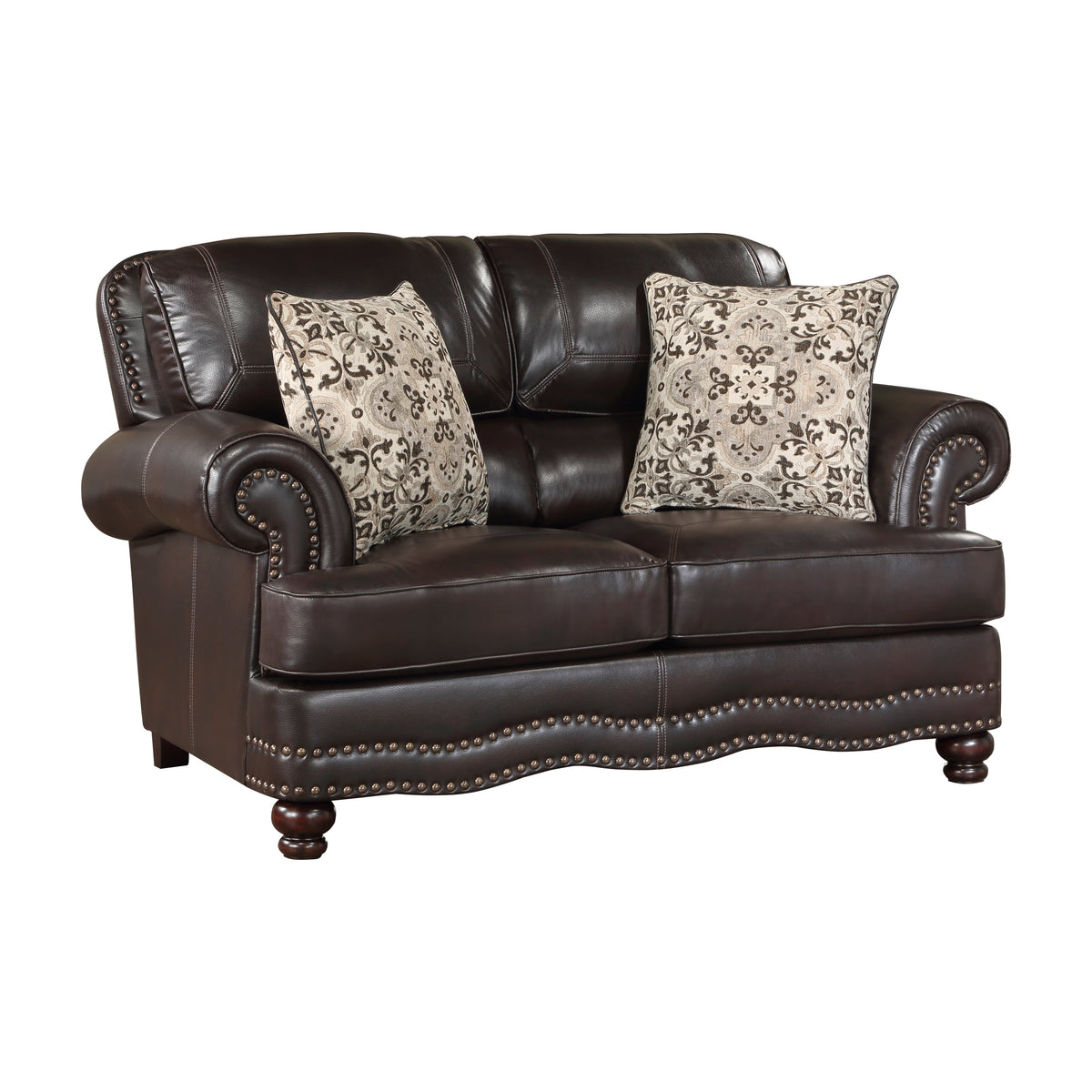 Milford Brown Loveseat by Homelegance at Eve Furniture