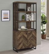 Millbrook Rustic Oak Herringbone/Gunmetal 2-Door Bookcase