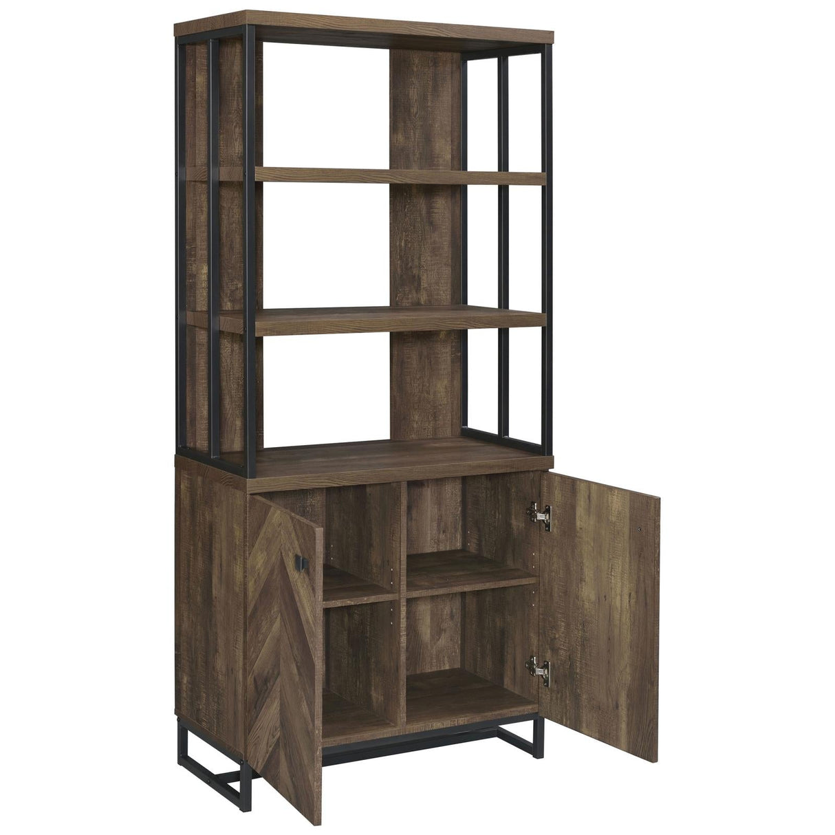 Millbrook Rustic Oak Herringbone/Gunmetal 2-Door Bookcase