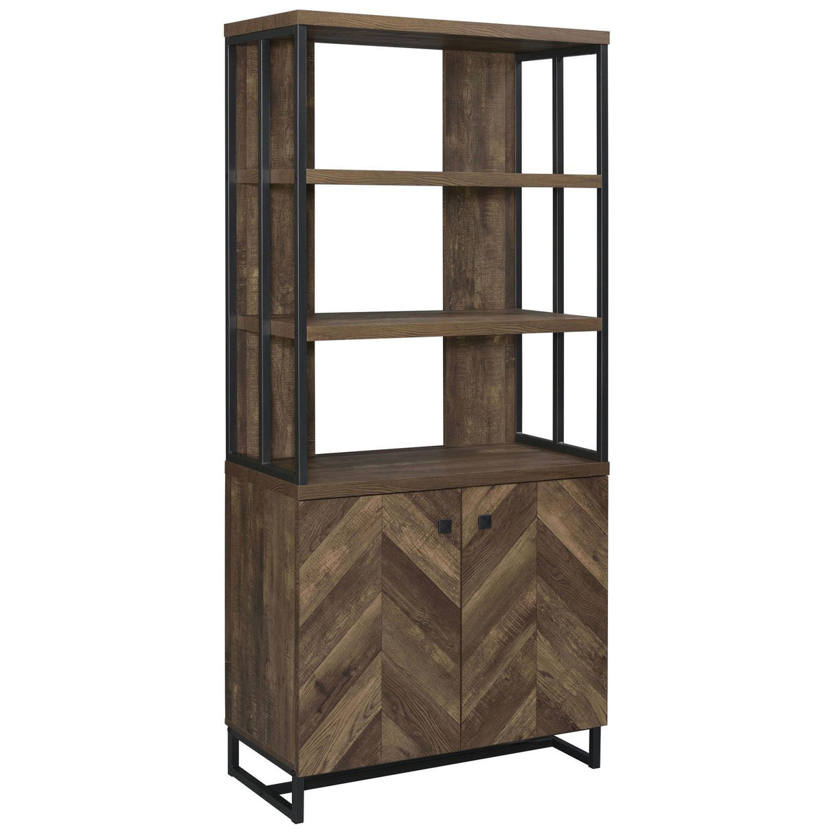 Millbrook Rustic Oak Herringbone/Gunmetal 2-Door Bookcase by Coaster at Eve Furniture