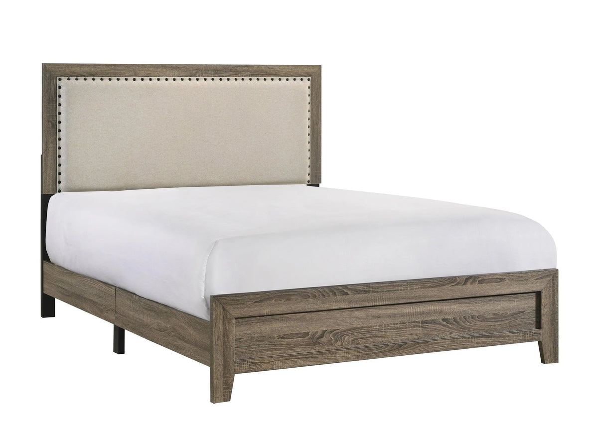 Mille Brownish Gray King Upholstered Bed by Crown Mark at Eve Furniture