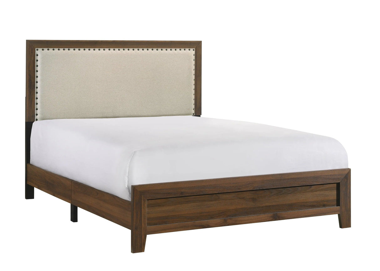 Mille Cherry Brown King Upholstered Bed by Crown Mark at Eve Furniture