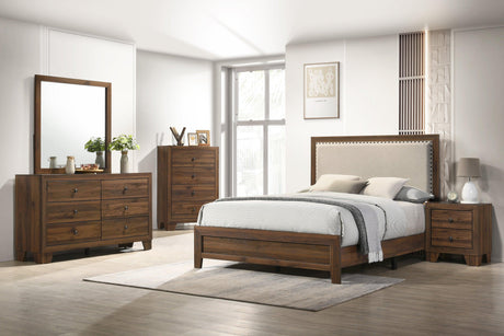 Mille Cherry Brown Twin Upholstered Bed by Crown Mark at Eve Furniture