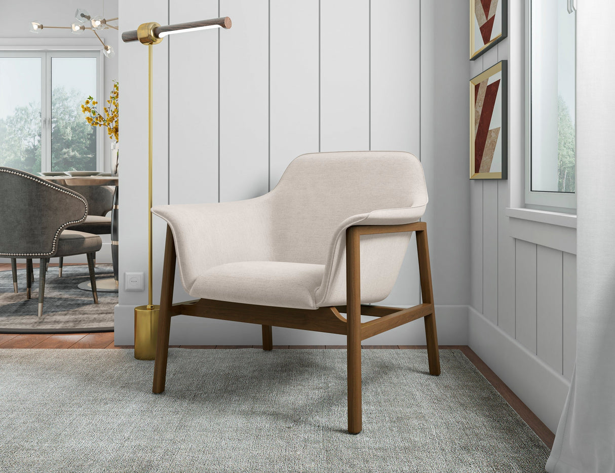 Miller Accent Chair in Cream and Walnut by Manhattan Comfort at Eve Furniture