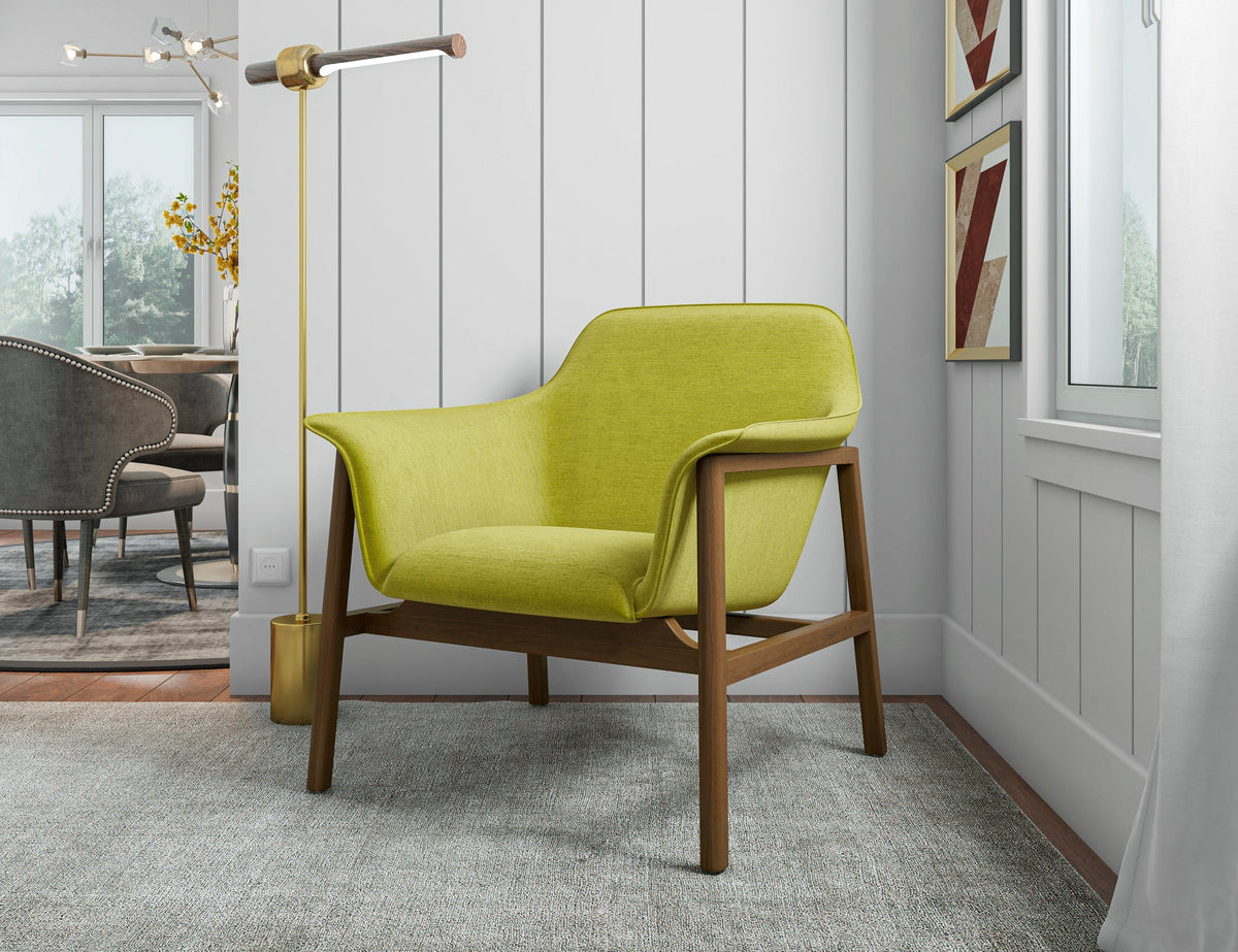 Miller Accent Chair in Green and Walnut by Manhattan Comfort at Eve Furniture