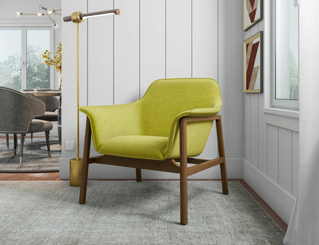 Miller Accent Chair in Green and Walnut by Manhattan Comfort at Eve Furniture