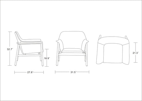 Miller Accent Chair in Grey and Walnut by Manhattan Comfort at Eve Furniture
