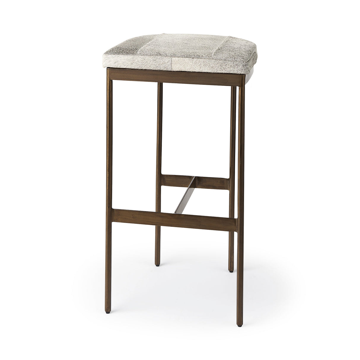 Millie 16.75 X 17.75 X 30 Hair-on-hide Seat W/ Gold Frame Bar Stool by Mercana at Eve Furniture