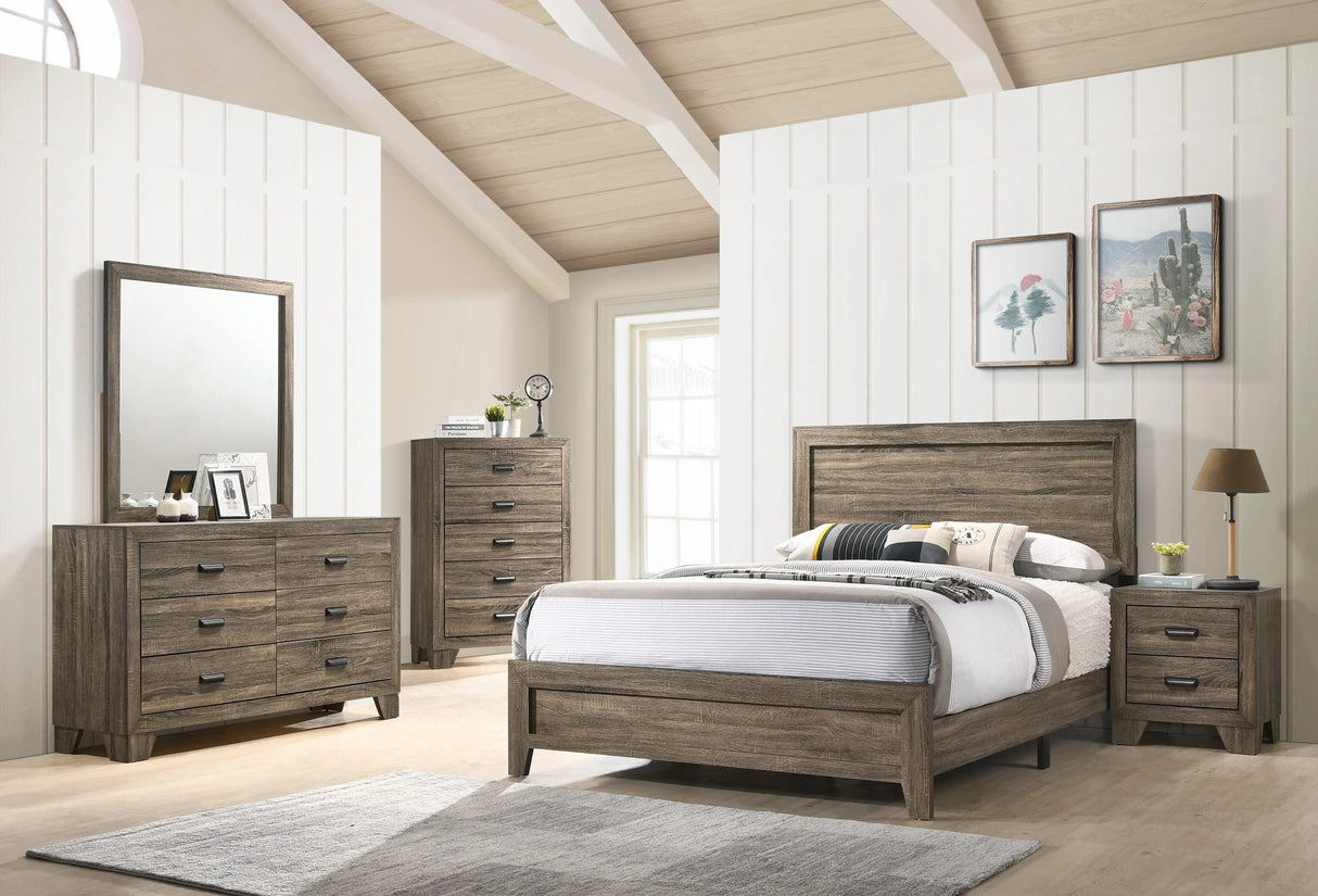 Millie Brownish Gray King Panel Bed by Crown Mark at Eve Furniture