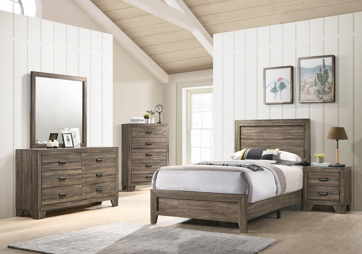 Millie Brownish Gray Twin Panel Bed by Crown Mark at Eve Furniture