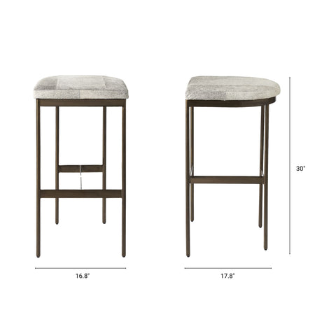 Millie Hair-on-hide Seat W/ Gold Frame Bar Stool by Mercana at Eve Furniture