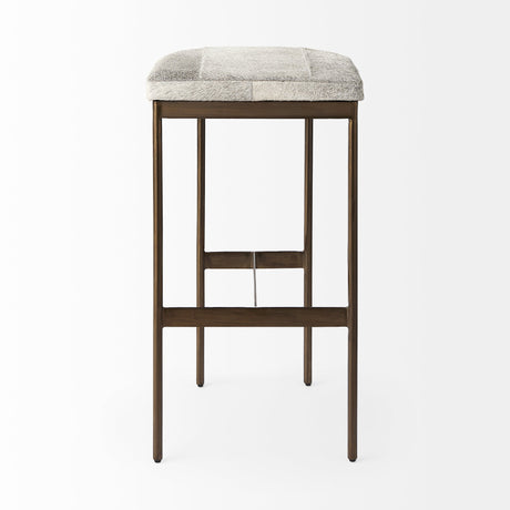 Millie Hair-on-hide Seat W/ Gold Frame Bar Stool by Mercana at Eve Furniture