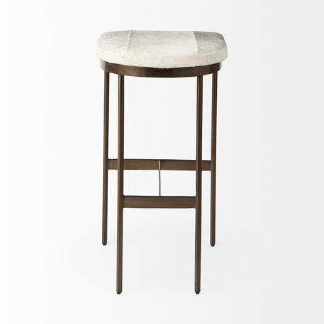 Millie Hair-on-hide Seat W/ Gold Frame Bar Stool by Mercana at Eve Furniture