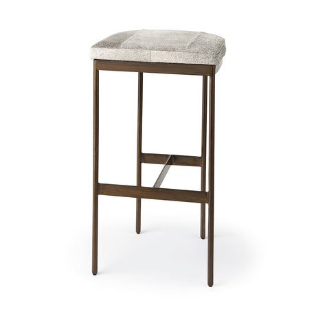 Millie Hair-on-hide Seat W/ Gold Frame Bar Stool by Mercana at Eve Furniture