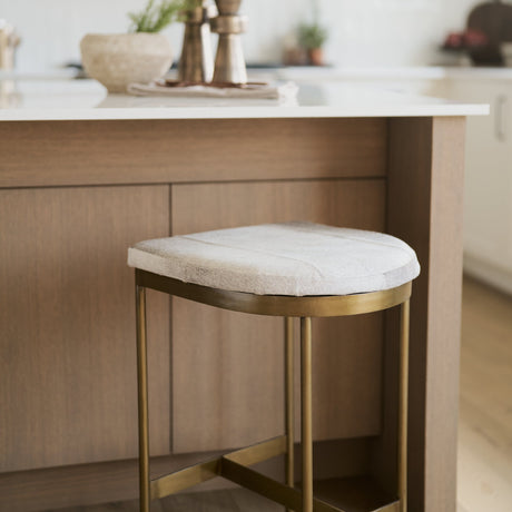 Millie Hair-on-hide Seat W/ Gold Metal Frame Counter Stool by Mercana at Eve Furniture