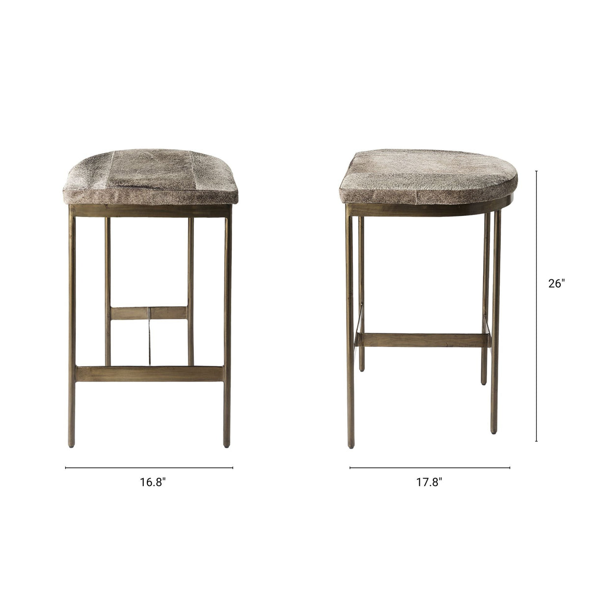 Millie Hair-on-hide Seat W/ Gold Metal Frame Counter Stool by Mercana at Eve Furniture
