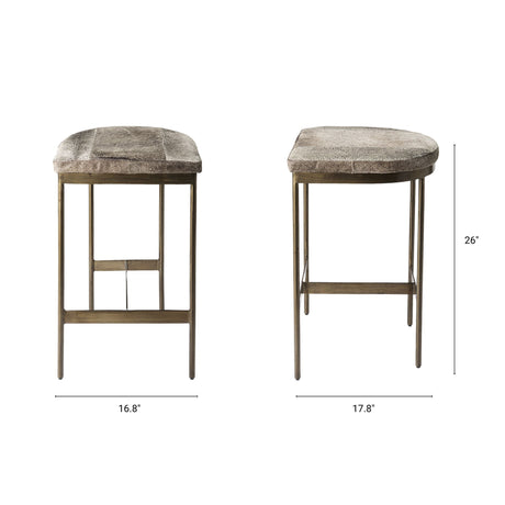 Millie Hair-on-hide Seat W/ Gold Metal Frame Counter Stool by Mercana at Eve Furniture