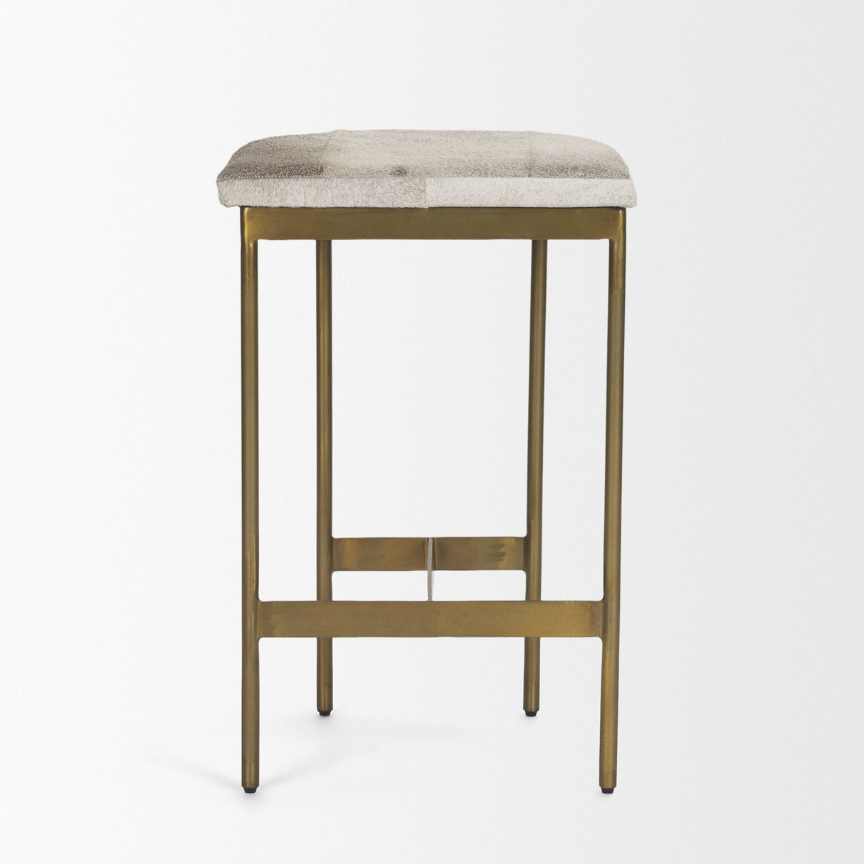 Millie Hair-on-hide Seat W/ Gold Metal Frame Counter Stool by Mercana at Eve Furniture