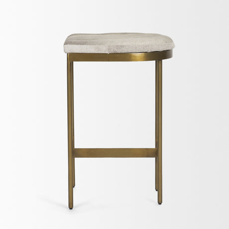 Millie Hair-on-hide Seat W/ Gold Metal Frame Counter Stool by Mercana at Eve Furniture